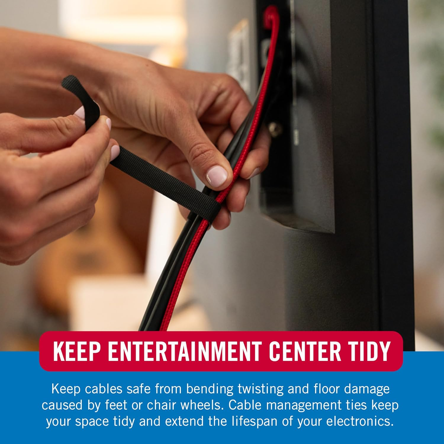 VELCRO Brand Reusable Cable Ties, 100 Pieces 15 Cm Electrical Cable Ties, Black image number 5