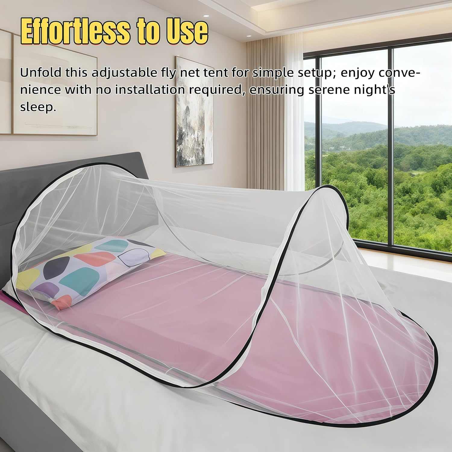 77 * 30 * 23 Inch Large Pop up Mosquito Tent, Portable Foldable Mosquito Net for Bed Camping Travel Patio image number 4