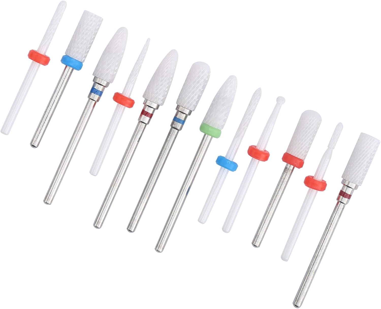 12Pcs Ceramic Milling Cutter Drill Bit Electric Grinding Machine Kit Files for Nails image number 5