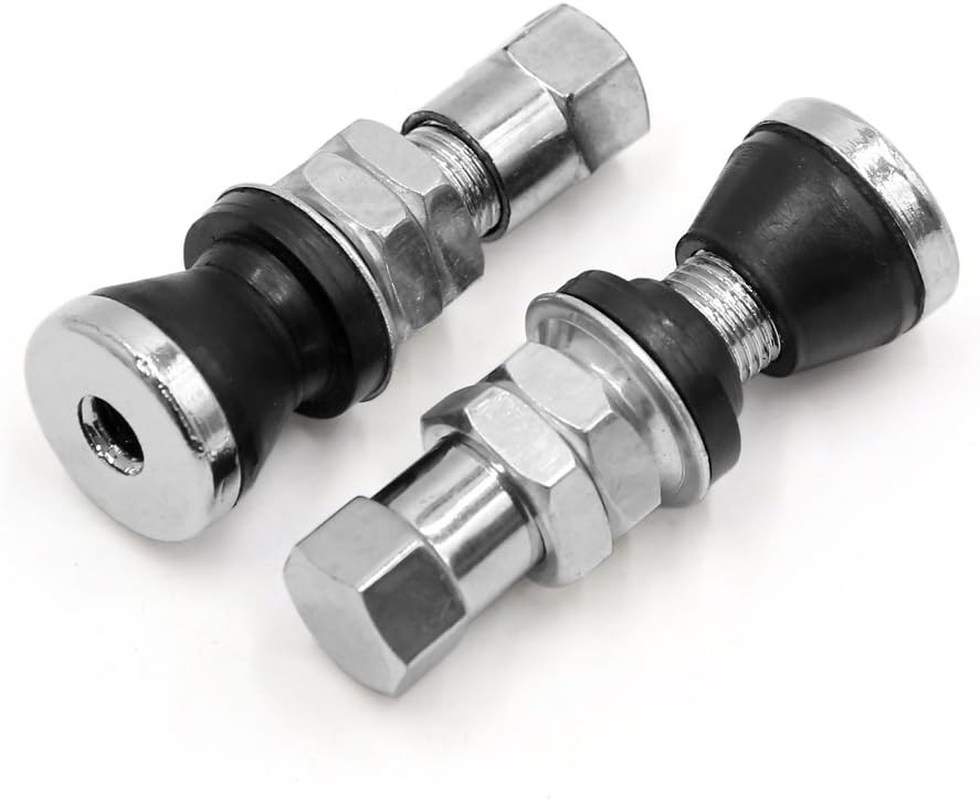 Uxcell 4 Pcs Black Silver Tone Motorcycle Tyre Wheel Valve Stem Dust Cap Cover image number 1