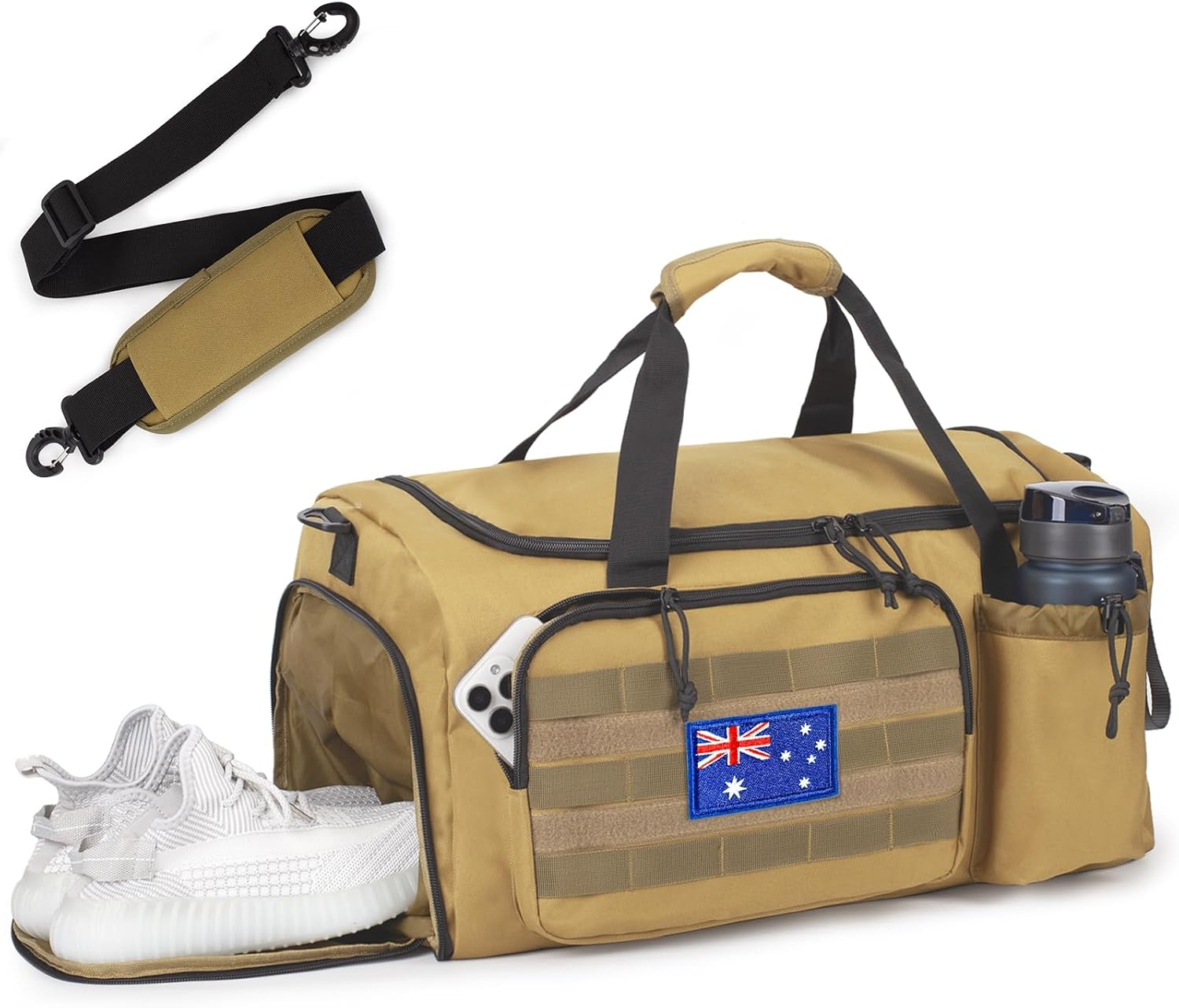 Tactical Gym Bag for Men, 40L Large Capacity Duffle Bags with Shoes Compartment, Sports Bag with Wet Compartment, Multi-Functional Weekend Bags Suitable for Travel, Camping,Hiking