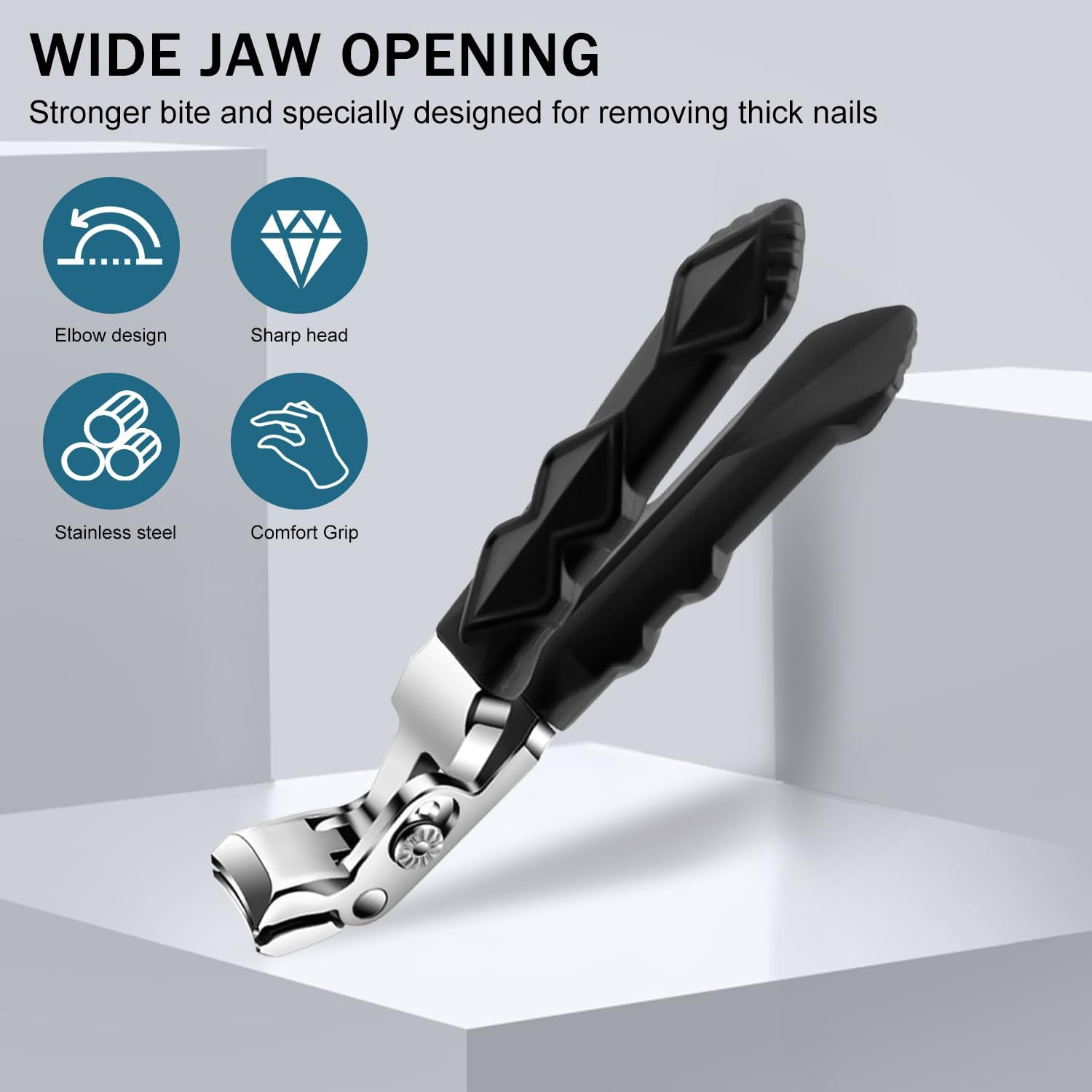 Clipmaster Pro Nail Clippers for Seniors, Clip Master Pro Toenail Clippers, Long Handled Ergonomic Curved Toenail Clippers for Seniors, Wide Jaw Thick Toenail Clipper Men Women, 2 PCS