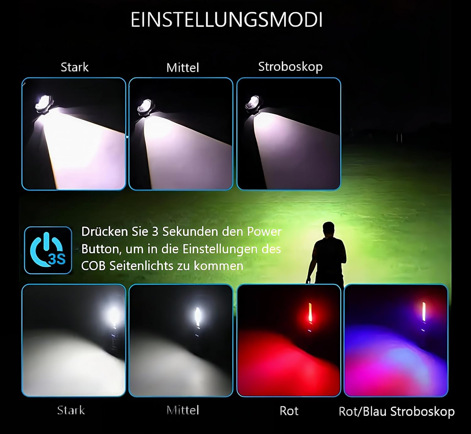 LED Torch with Zoom, Extremely Bright, Effective Beam Range 200 M+, Side White COB Light, Red/Blue Strobe, Hand Strap, Belt Clip and Integrated USB-C Rechargeable Battery image number 3