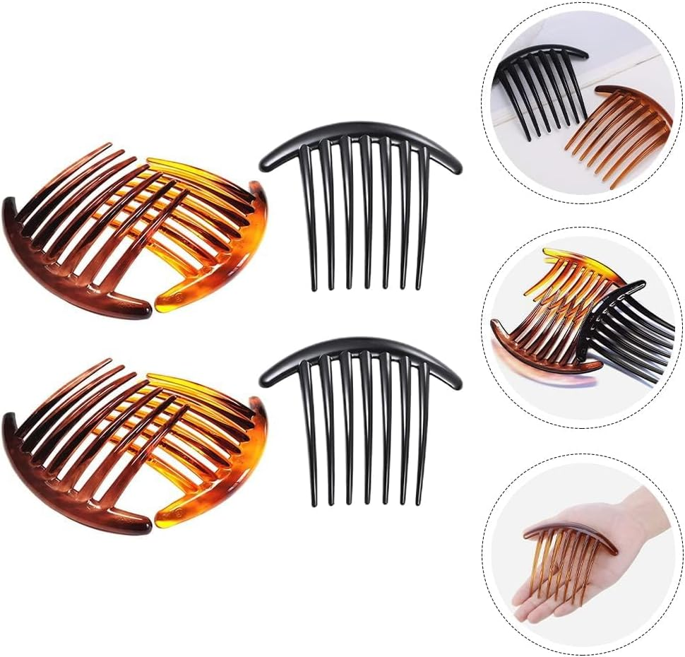 7 Tooth French Twist Comb, 6PCS Plastic Hair Clip, Hair Side Combs, Hair Accessory for Women Girls, Hair Clip Comb Accessories (Black and Brown)
