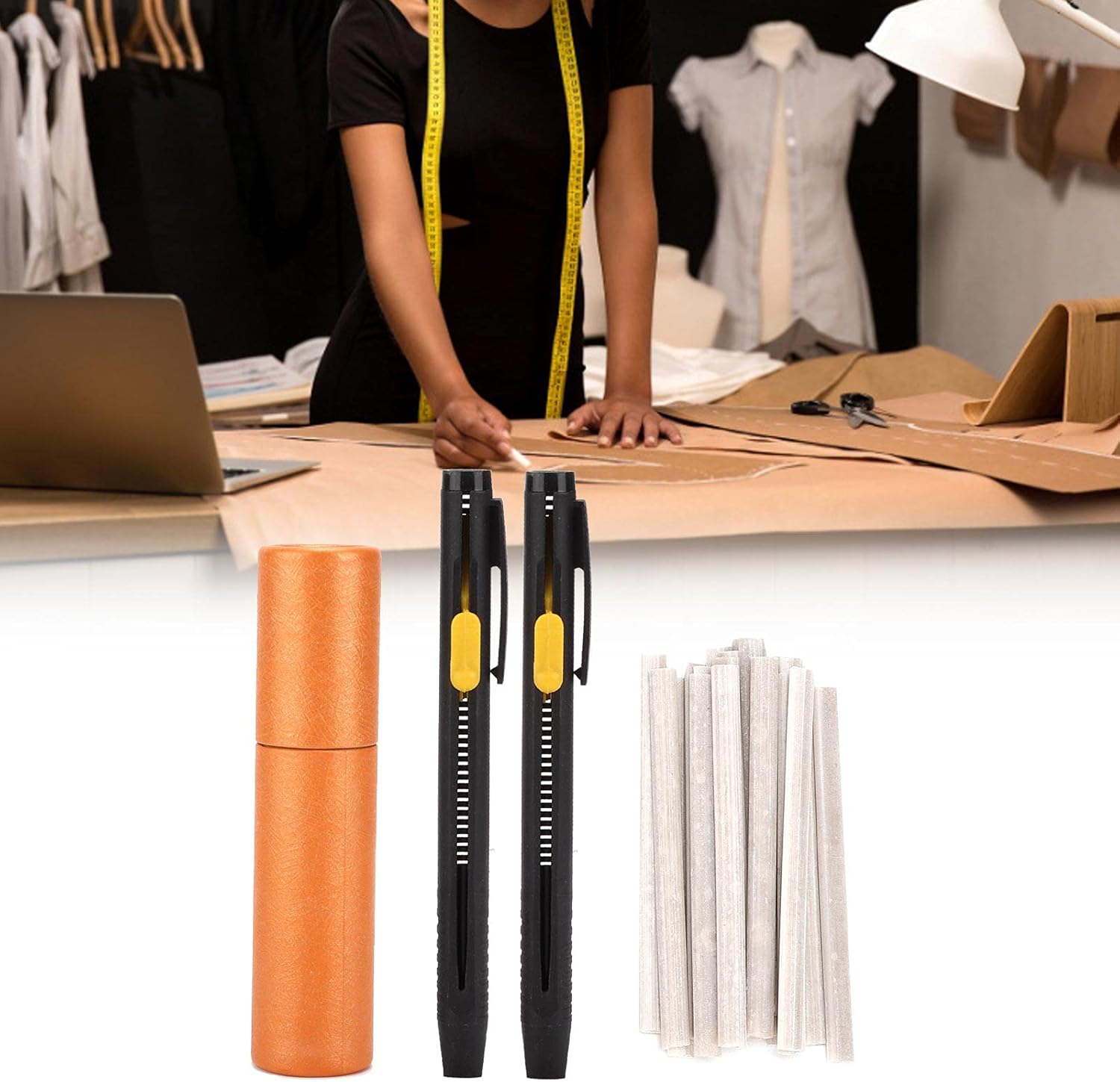 Tailors Chalk Pen, Tailors Chalk Pencil Tailors Pencil Marking Chalk Sew Chalk Markers Ergonomic Tailor Chalk Core Clear Drawing Line for Cotton Knit Suede image number 4