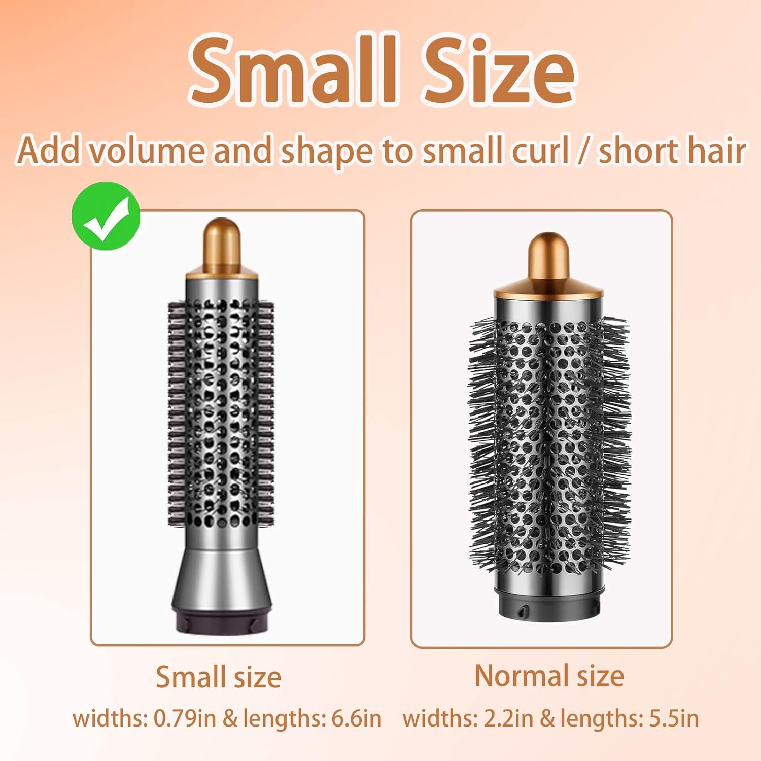 Sygbttq Small round Volumizing Brush for Dyson Airwrap Attachments Bigger round Brush Attachment for Dyson Air Wrap Styler, Fluff up and Volumize for Styling (Gold) - Gold image number 3