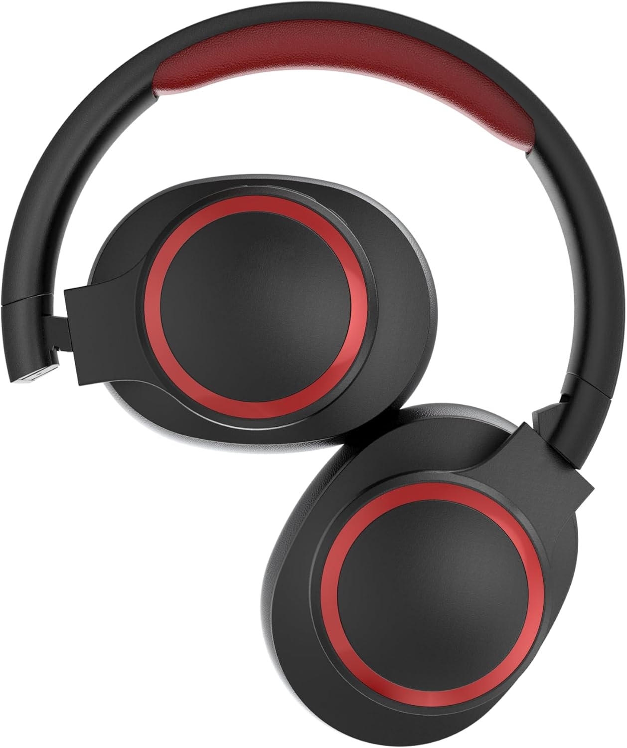 Elbe ABT-B26-N Bluetooth 5.1 Foldable Headphones with Microphone and FM Radio - 10 Hour Playtime - Black/Red image number 6