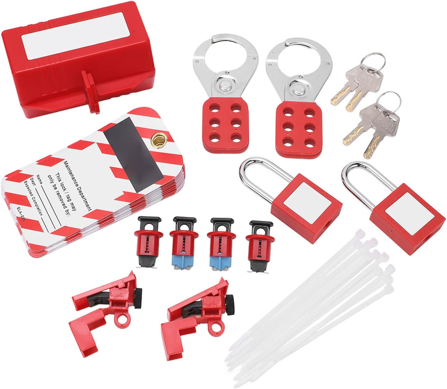 Lockout Tagout Kit Electrical Loto, Group Lockout Hasps, Circuit Breaker Locks, Lockout Tags, Safety Padlocks, Cable Tie, for Safe Electrical Lockouts Red image number 4