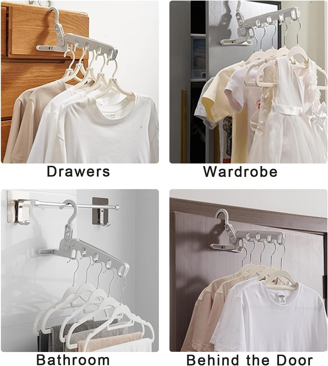 3 Pack Folding Travel Clothes Drying Rack - Multi-Functional Hanging Hangers Portable Indoor/Outdoor Laundry Drying Rack for Travel, Hotel, Apartment, Business Trips, and Home Use (Grey) image number 5