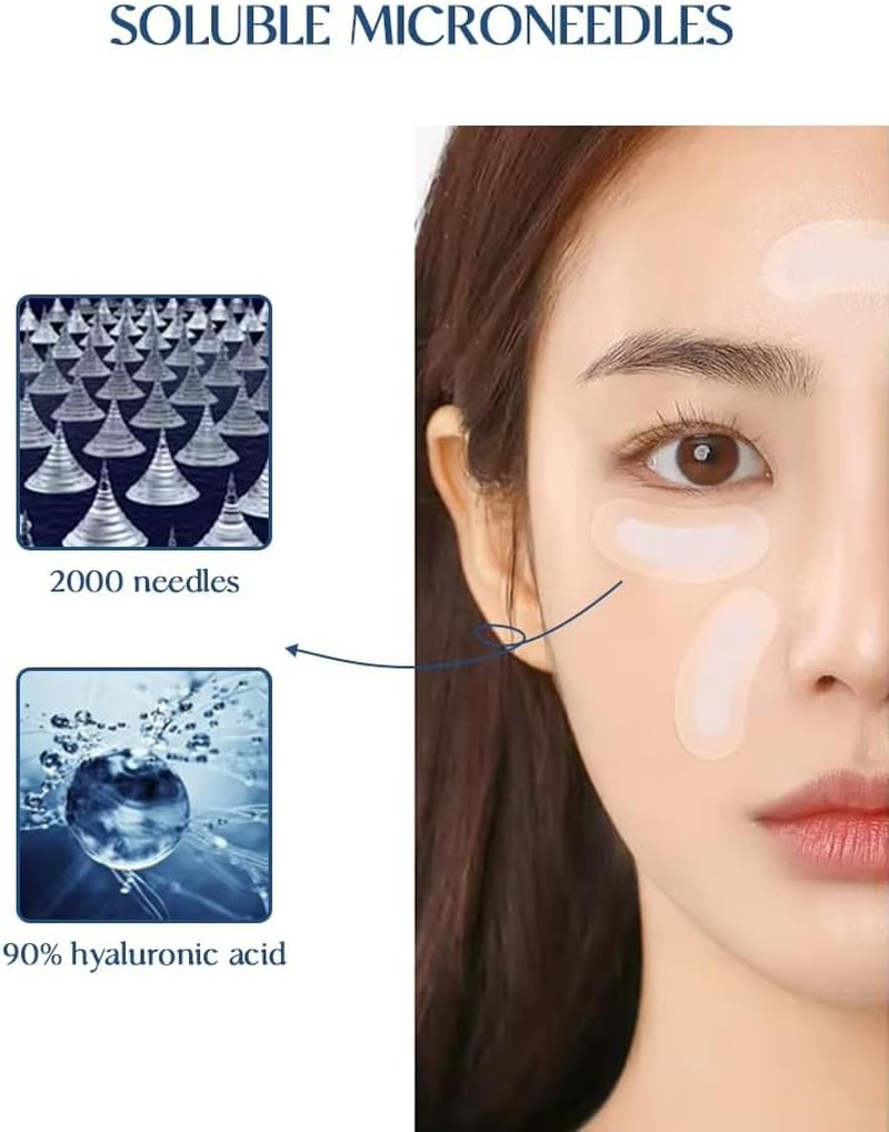 Anti Wrinkle Micro Needle Patches Hyaluronic Acid for Eye Wrinkles, Anti-Aging, Puffy Eyes, Dark Circles, Forehead Lines, 3 Pairs image number 3