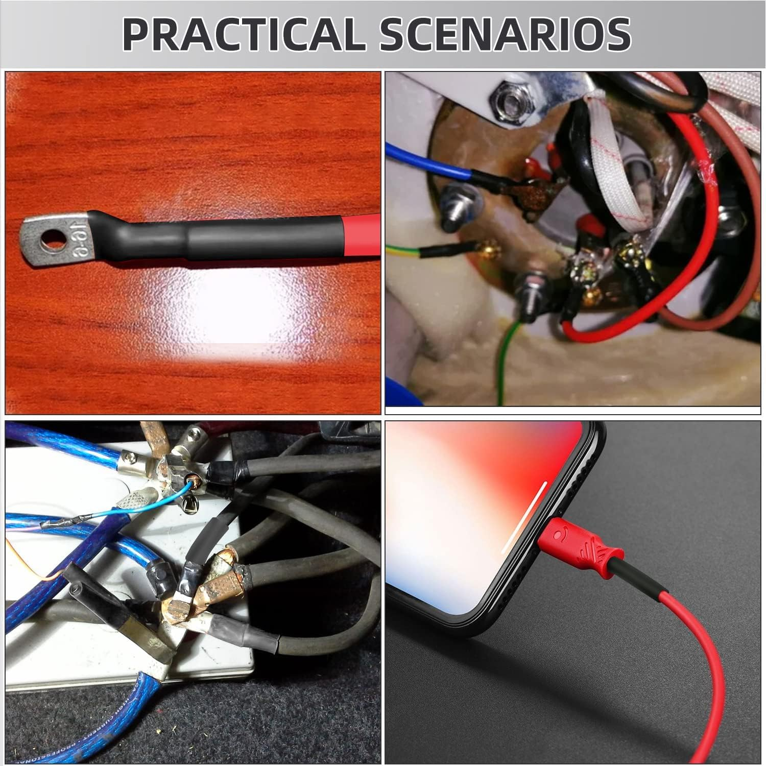 182 PCS Wire Heat Shrink Tubing Kit - Adhesive Lined, 3:1 Ratio, Waterproof - Insulation Tube, Marine Grade, Industrial Electrical Tube Cable Wrap, Black image number 5