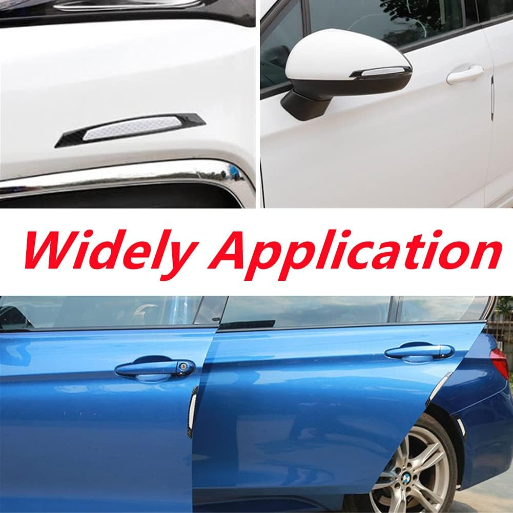 Universal 4Pcs Reflective Car Door Edge Guard Stickers Carbon Fiber Auto Car Door Edge Bump Protector Sticker for Car SUV Pickup Truck (White) image number 3