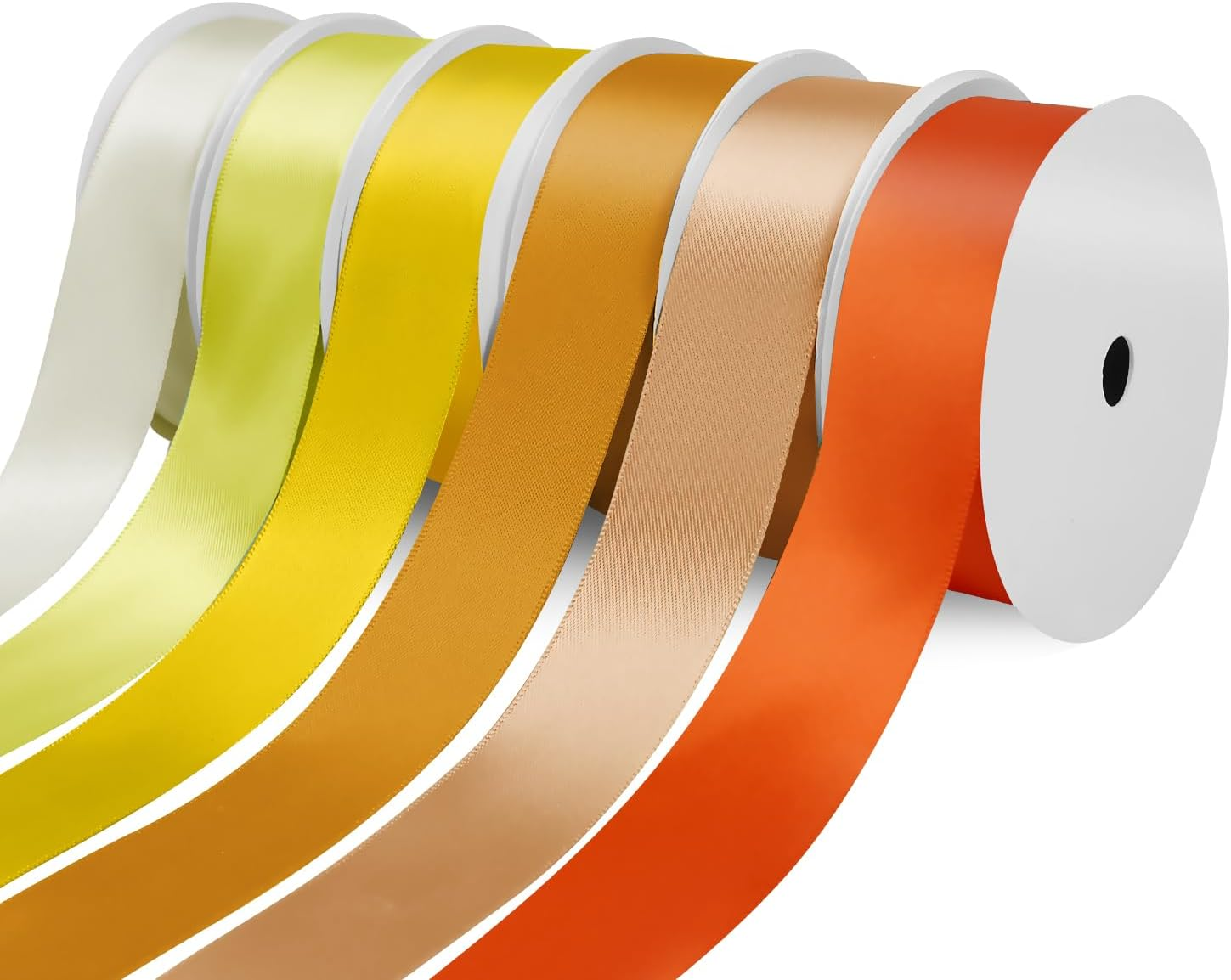 Satin Ribbon 1 Inch Fabric Ribbon, Yellow Ribbon Assortment Double Faced Ribbon for Gift Wrapping Flower Bouquet Wedding Party Decoration Hair Bows DIY Crafts- 10 Yards/Roll, Total 60Yds image number 3