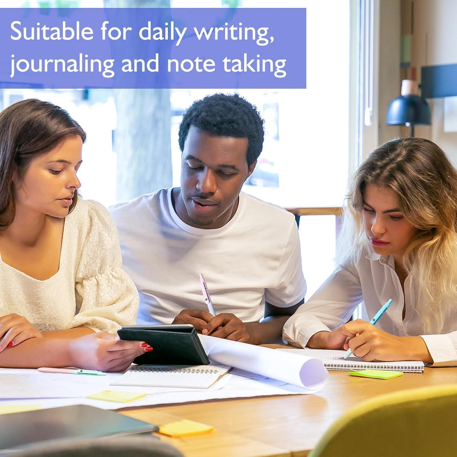 5 Pcs Gel Pens,Quick Dry Black Ink,0.5Mm Fine Point Smooth Writing Pens,Multicolor Ballpoint for Journaling, Drawing, Doodling, and Note Taking (Multicolor-5P)