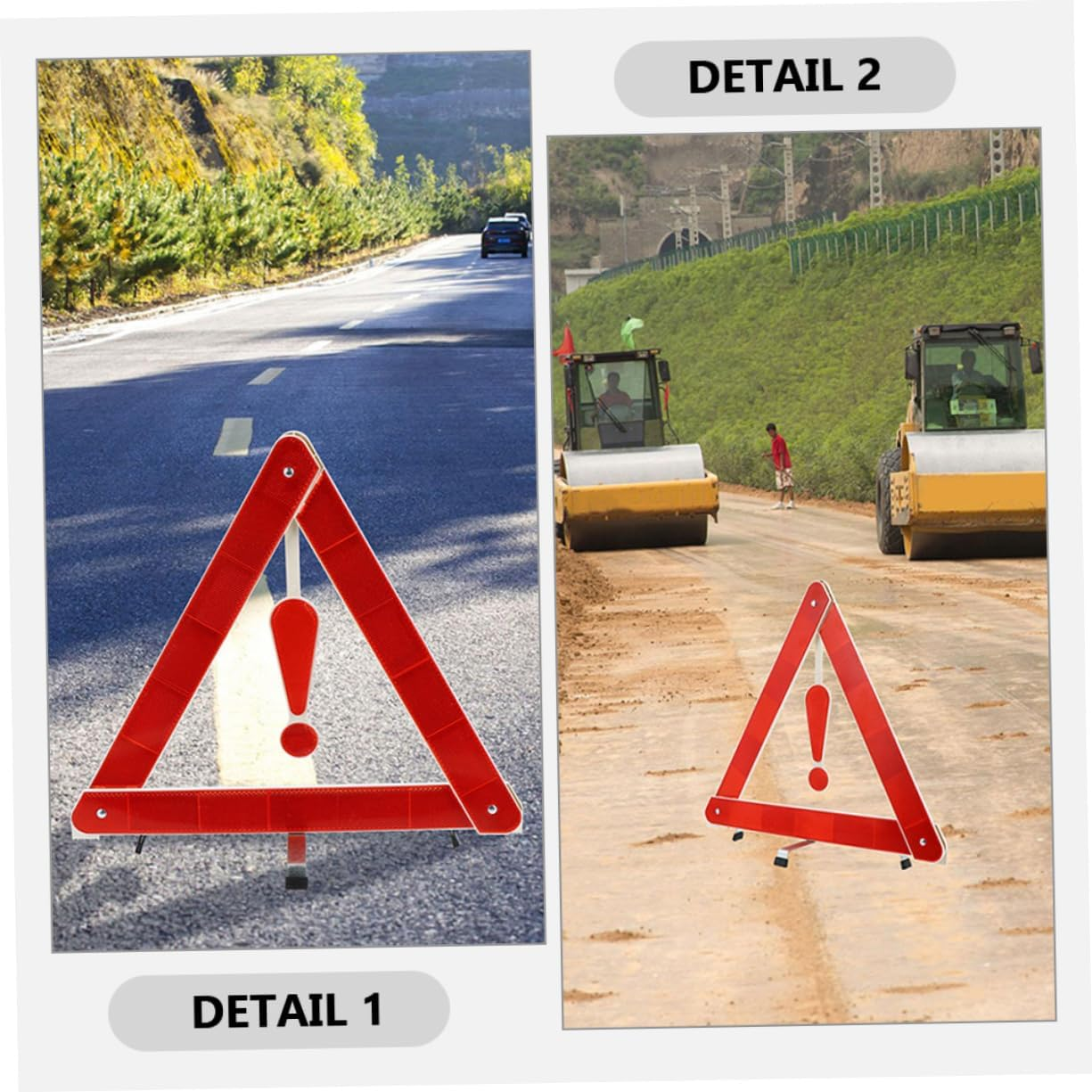 SOLUSTRE 3Pcs Reflective Road Markers Safety Triangles Emergency Triangles for Highway Warning Reflective Sign Roadside Reflectors image number 4