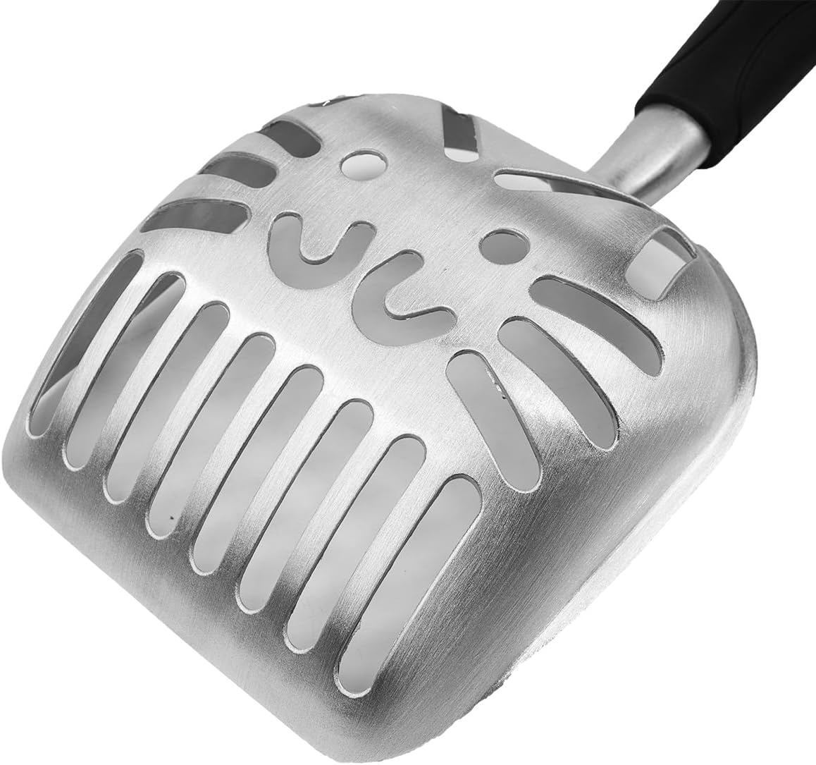 Sarini Cat Litter Scoop Durable Cat Litter Sifter Aluminum Alloy Non-Stick Cat Litter Shovel Large Cat Litter Sifter with Long Rubber Handle image number 6
