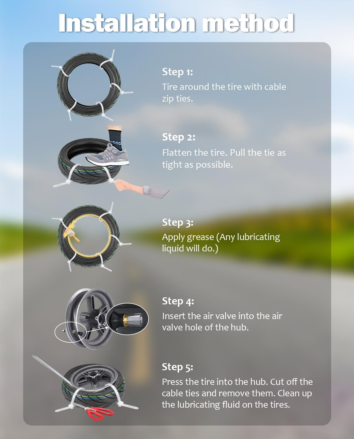 9.5 X 2.50 Off-Road Tire 9.5 Inch Tubeless Tire for Niu KQI3 Electric Scooter Accessories Rear Front Wheel Replacement Tire Anti-Skid Shockproof image number 2