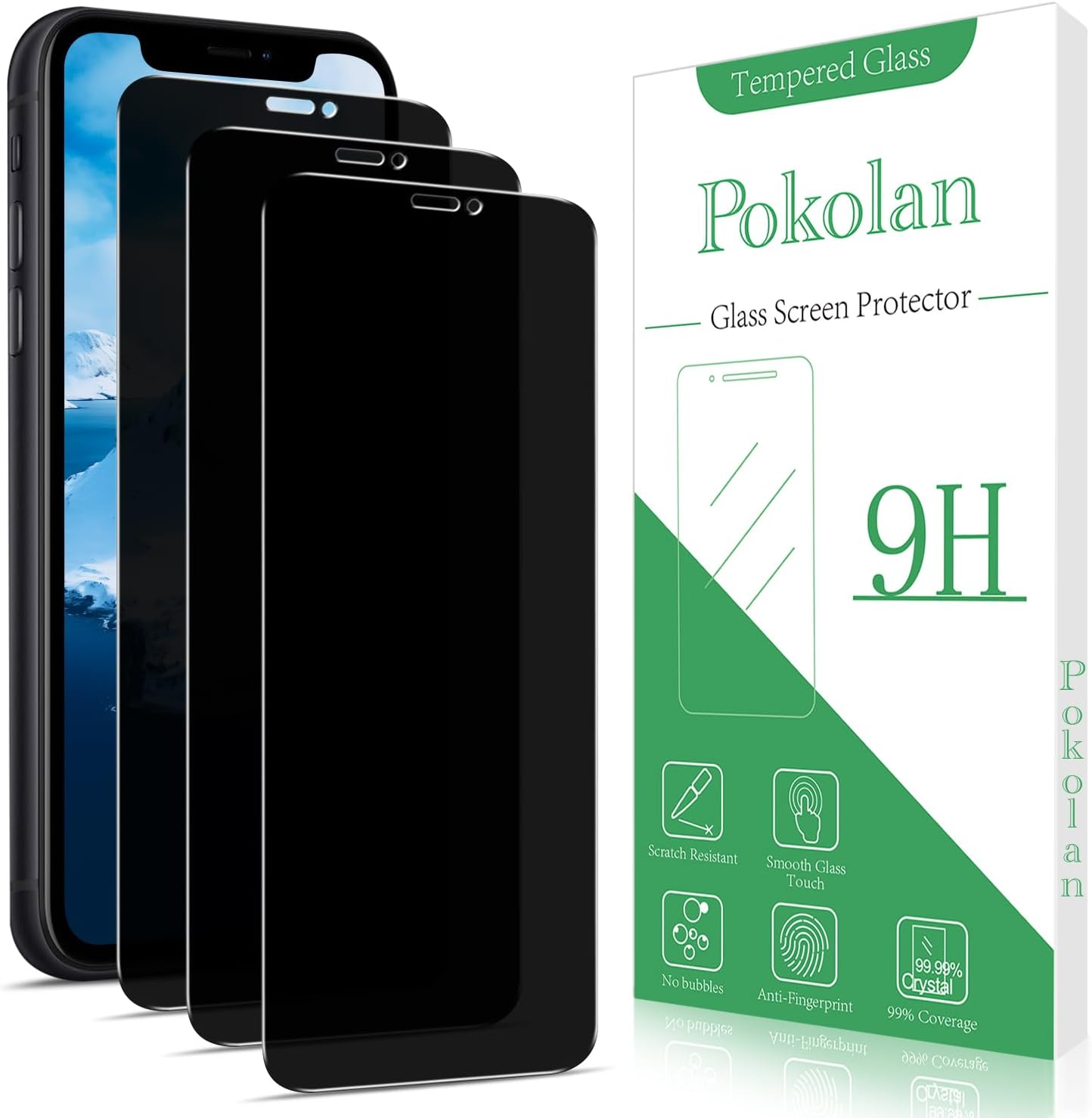 Pokolan 3 Pack Privacy Screen Protector for Iphone 11, XR, anti Spy Tempered Glass, 9H Hardness, Case Friendly, anti Scratch, Bubble Free, Easy to Install image number 6
