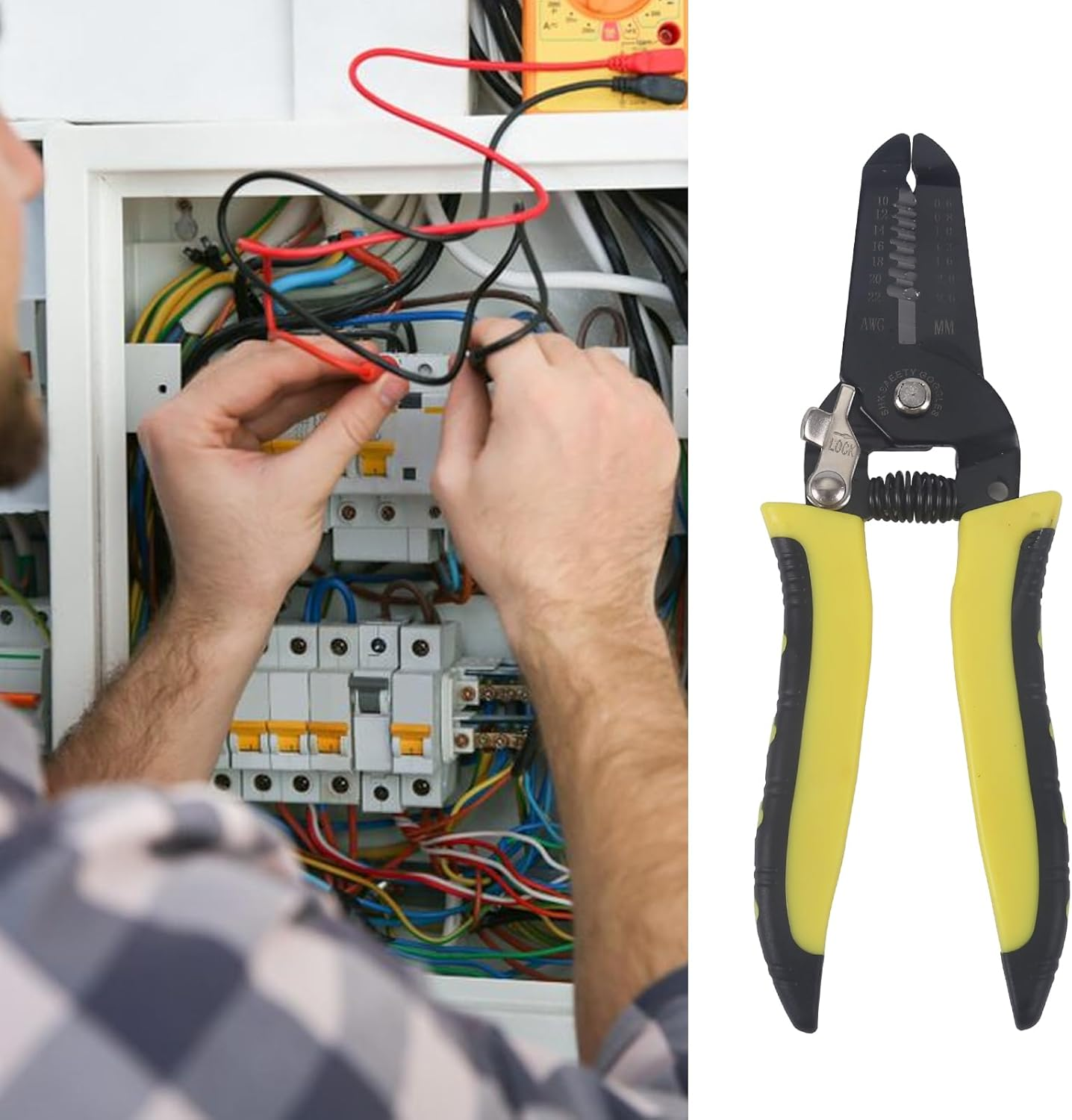 7-In-1 Wire Stripper Tool, 18Cm Length, 140G, Black and Yellow, Multi-Functional Cable Cutter image number 4