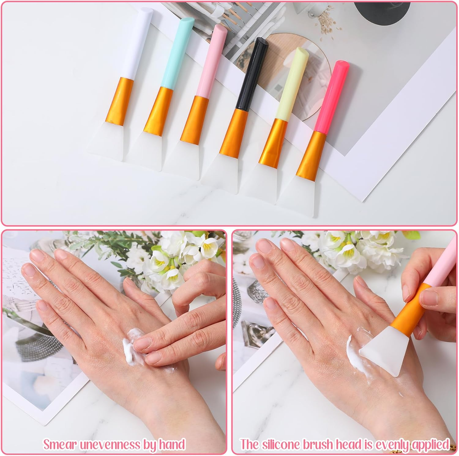 6 Piece Face Mask Brush Silicone Mask Brush Set Face Face Applicator Fan Makeup Skin Care Applicator Brush Mask Applicator Tool for Sleep Mask Mud Mask Skin Care Aesthetic