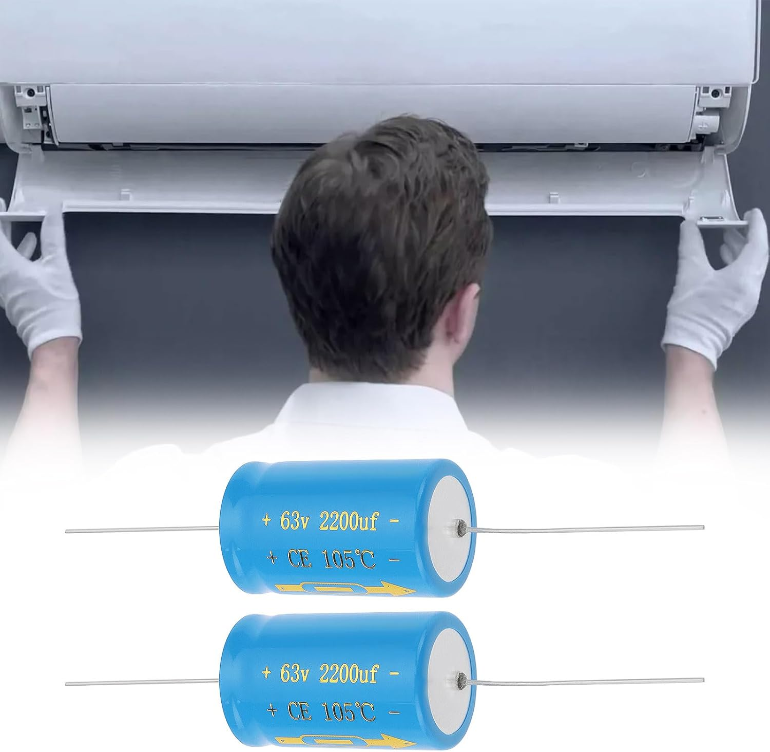 Emagtech 2Pcs Axial Electrolytic Capacitor 2200UF 63V for Host Air Conditioner 22X36Mm image number 5