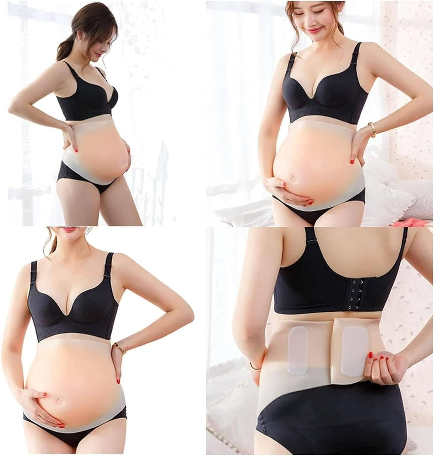 Realistic Silicone Maternity Bump - Adjustable Fake Pregnancy Belly for Cosplay, Stage & Film Props | Lightweight, Breathable | 6 Sizes (2-10 Months, Twins)(6Monthstwins) image number 3