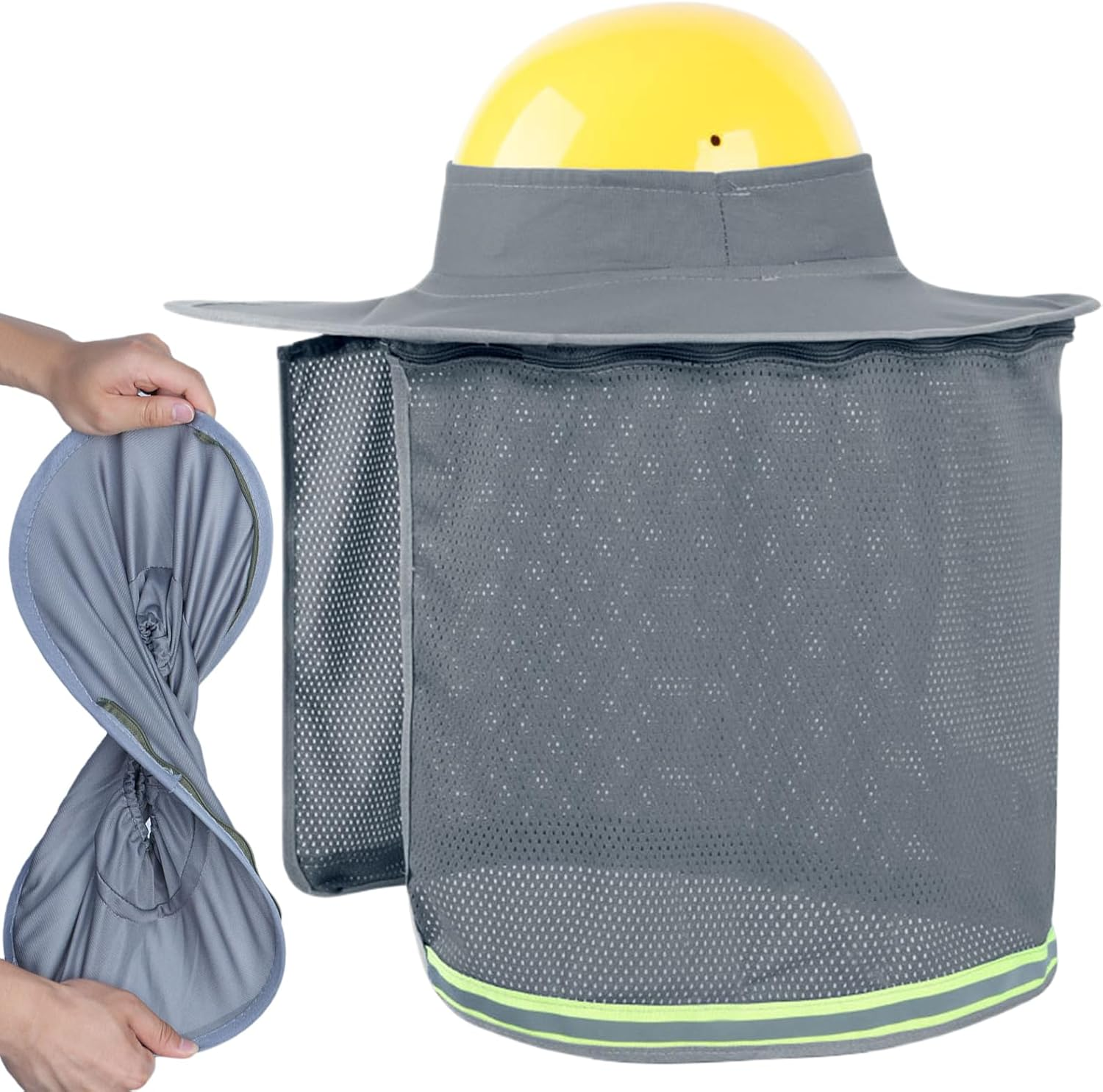 Frxib Hard Hat Sun Shade | Hard Hat Full Brim Guard Neck Shade Protector - Construction Workers Protector High Visibility Safety Helmets Accessories for Work Site image number 3