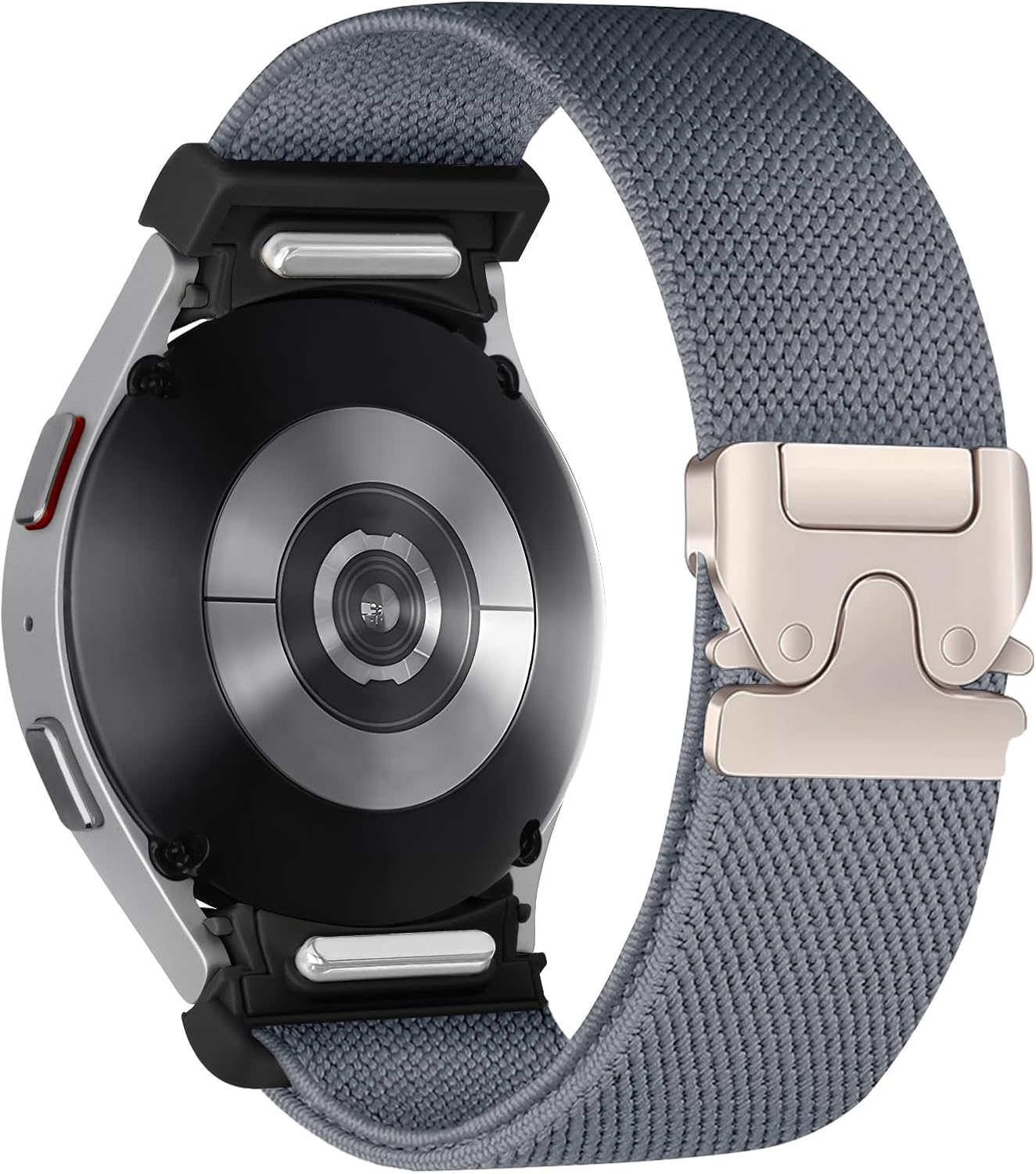 One Click Elastic Nylon Band for Samsung Galaxy Watch 7 6 5 4 Band Women Men 40Mm 44Mm/Galaxy Watch 6 4 Classic 47Mm 43Mm 42Mm 46Mm/5 Pro 45Mm/Fe, 20Mm No Gap Stretchy Parachute Buckle Watch Band