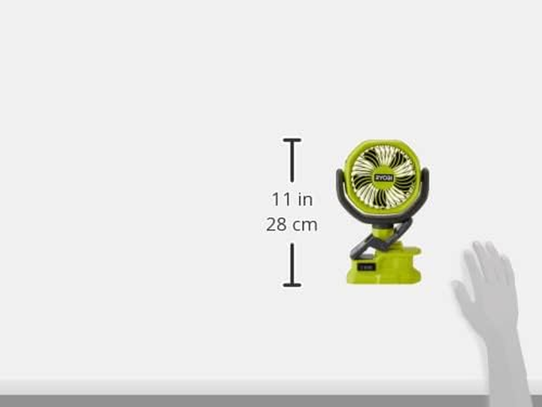 Ryobi 18 V Battery Clip Fan RCF18-0 (Compact and Portable Battery Fan, Rubberised Mounting Clip, 2-Level Adjustment, Drum Diameter (Cm) 10, without Battery & Charger in Box), Green image number 3