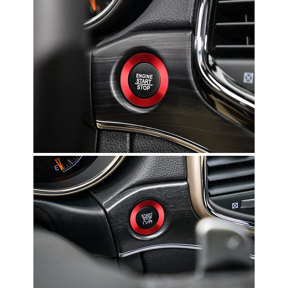 Push Start Button Cover Ring Fit for Jeep Cherokee/Grand Cherokee 2014-2021 Car Accessories Interior Red Decoration Stickers image number 6