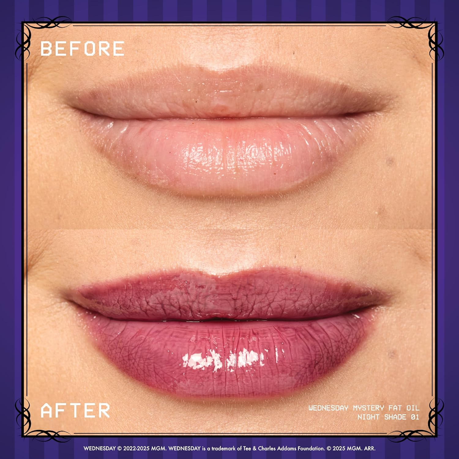 NYX Professional Makeup Wednesday Color-Shifting Lip Oil, Moisturizing, Tinted, and Non-Sticky Lip Gloss with up to 12HR Hydration - Nightshade - Moon Shifted image number 4