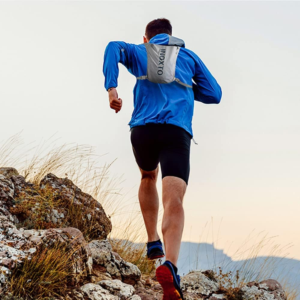 INOXTO Hydration Vest Backpack,Lightweight Water Running Vest Pack with 1.5L Water Bladder Bag Daypack for Hiking Trail Running Cycling Race Marathon for Women Men - Black Orange image number 6