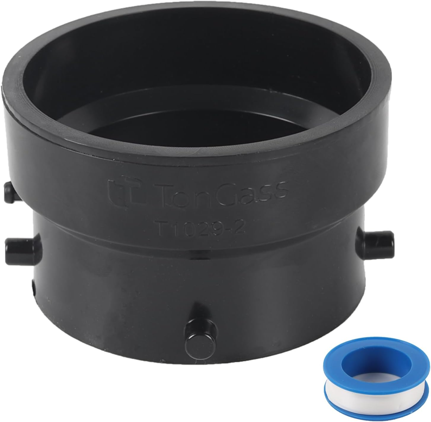 Tongass T1029-2 RV Sewer Termination Adapter - 3" Hub X 3" Bayonet, RV Sewer Hose Termination Adapter with Thread Seal Tape, Camper Sewers Terminations Adapters to 3" PVC - Black image number 5