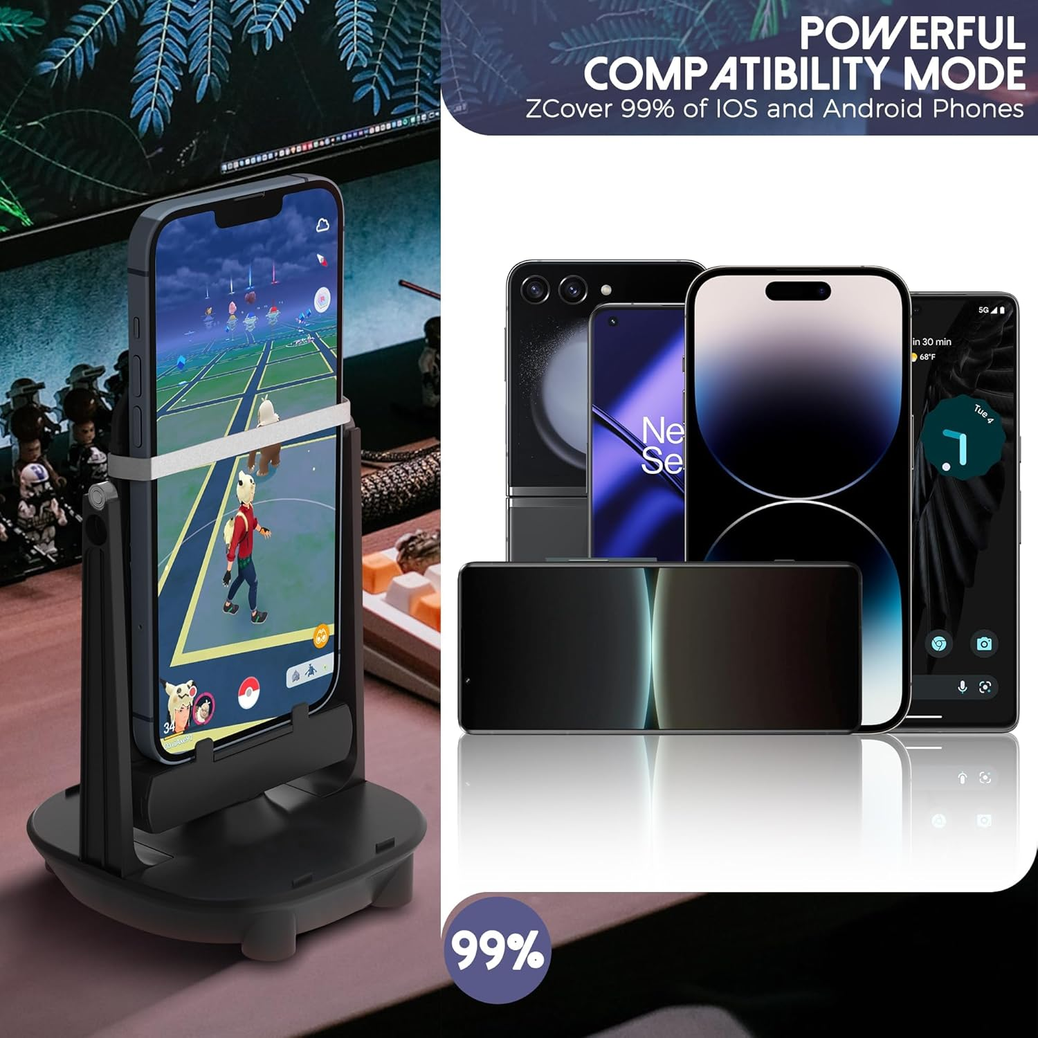 Phone Swing Compatible for Pok GO plus Cellphone Pedometer Steps Counter Accessories, (Super Mute) (Support 2 Phones) Quick Steps Earning Device with USB Cable, Phone Holder image number 4