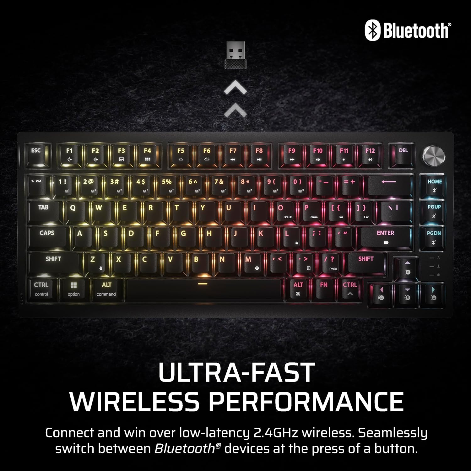 CORSAIR K65 plus Wireless 75% RGB Hot-Swappable Mechanical Gaming Keyboard &ndash; Pre-Lubricated CORSAIR MLX Fusion Tactile Switches &ndash; Dual-Layer Sound Dampening &ndash; PBT Keycaps &ndash; QWERTY NA &ndash; Black image number 1