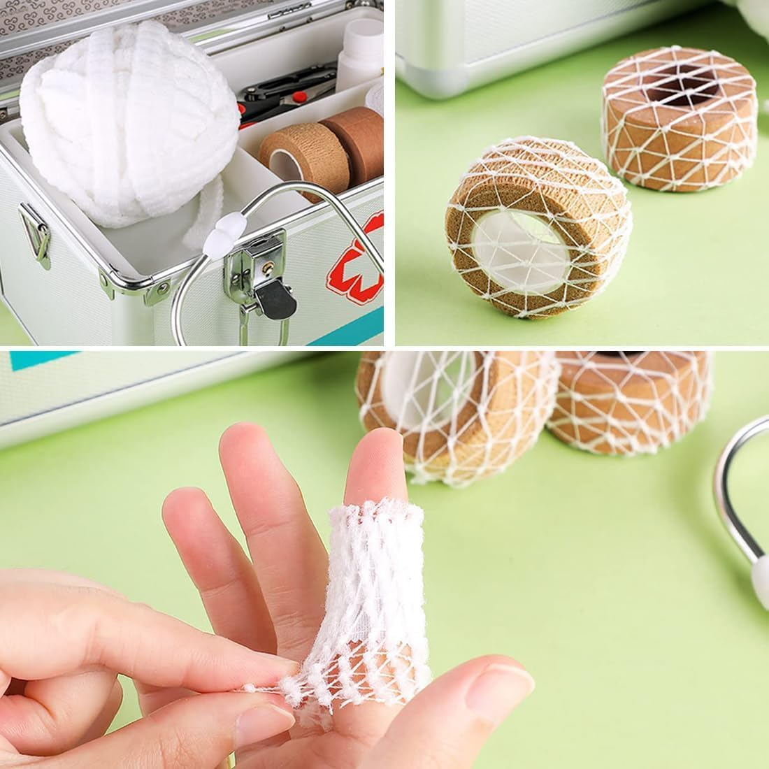 Elastic Net Dressing Breathable Tubular, 2Roll Wound Dressing Elastic Mesh Nets, Breathable Cuttable Bandage Stretchable Wrap,Tubular Bandage Gauze Sleeve Tubular Net image number 6