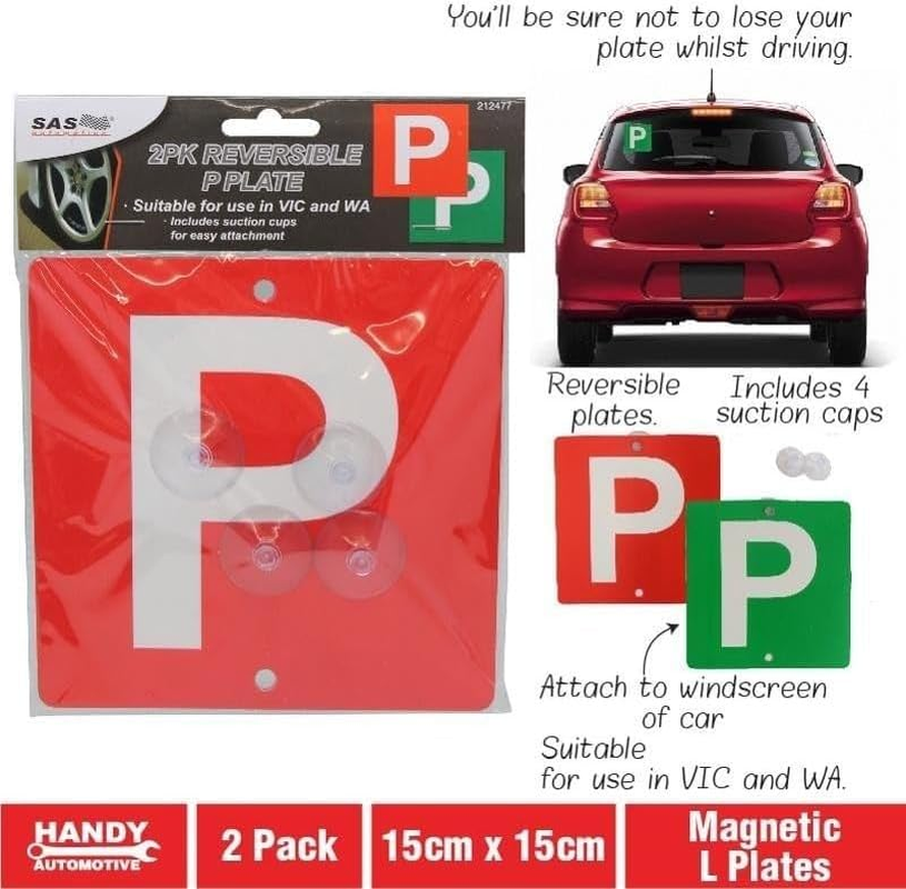 Handy Automotive VIC and WA Reversible P Plate, Red/Green (Pack of 2) image number 4