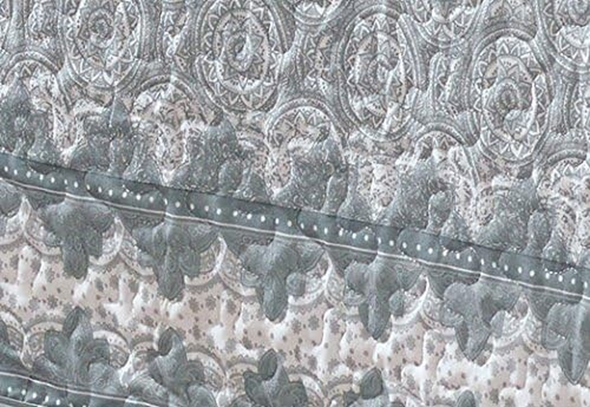 Linen plus Quilted Bedspread Floral Yellow Coastal Plain/Gray Green New, 7Pc Queen image number 2