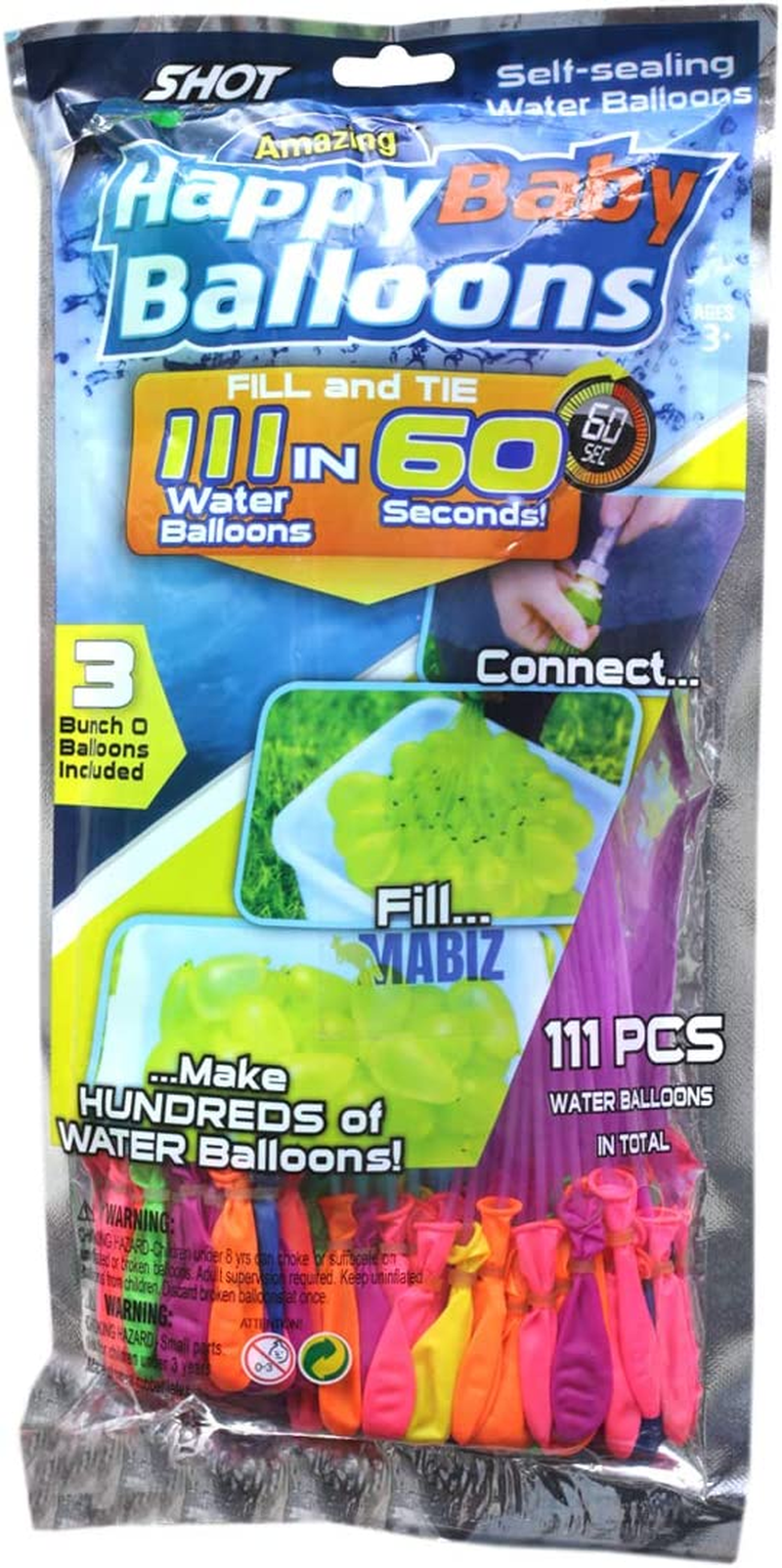 Water Balloons (Pack of 111), Self-Sealing Bunch of Balloons, Rapid Filling in Just 60 Sec, Assorted Colors, Bio-Degradable, Odorless, Outdoor Water Toys for Kids and Adults image number 6