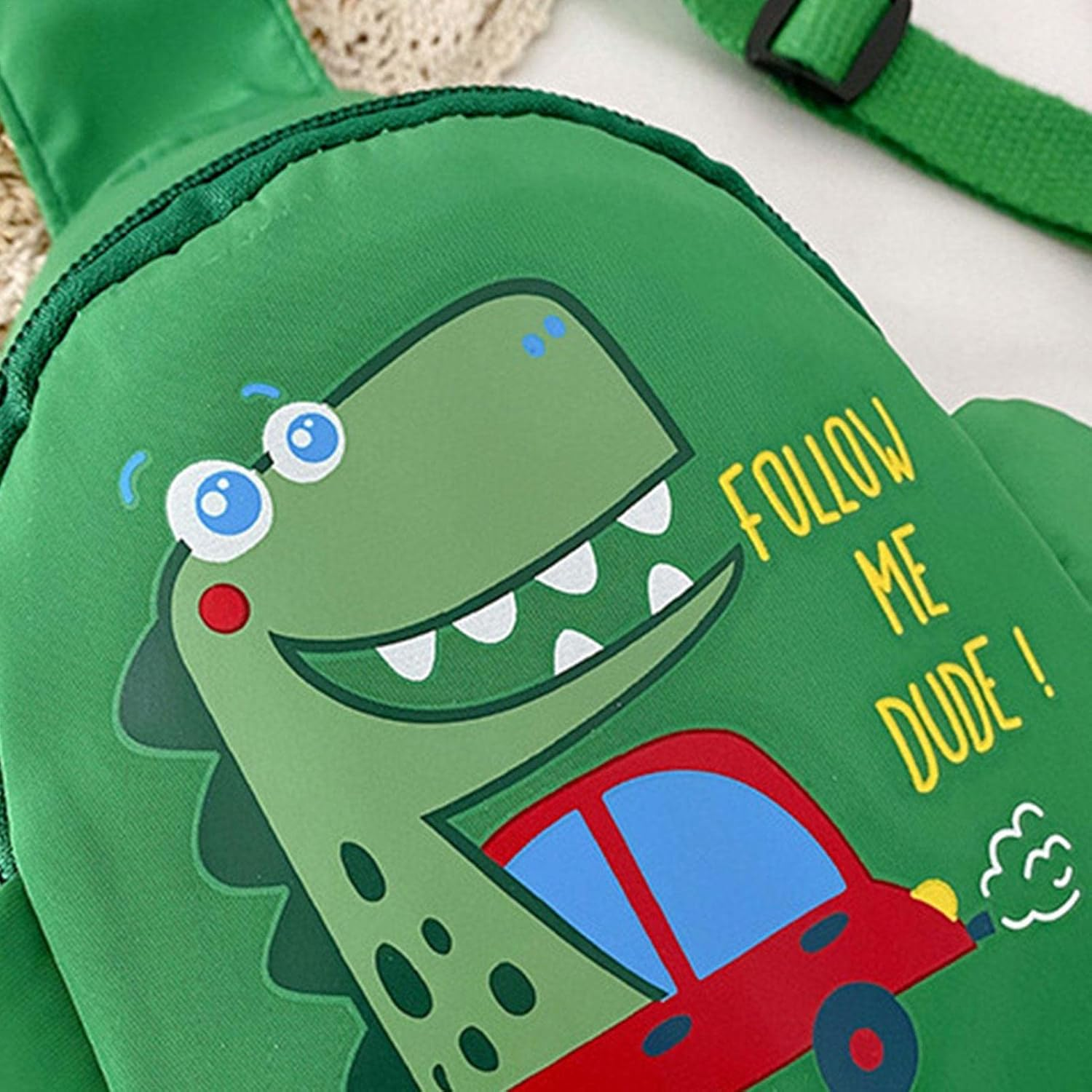Backpack for Kids - Cute Dinosaur Cartoon Chest Bag | Water Proof Bag Back with Adjustable Strap for Kids Snacks Yyss - 3 Pcs Green image number 3