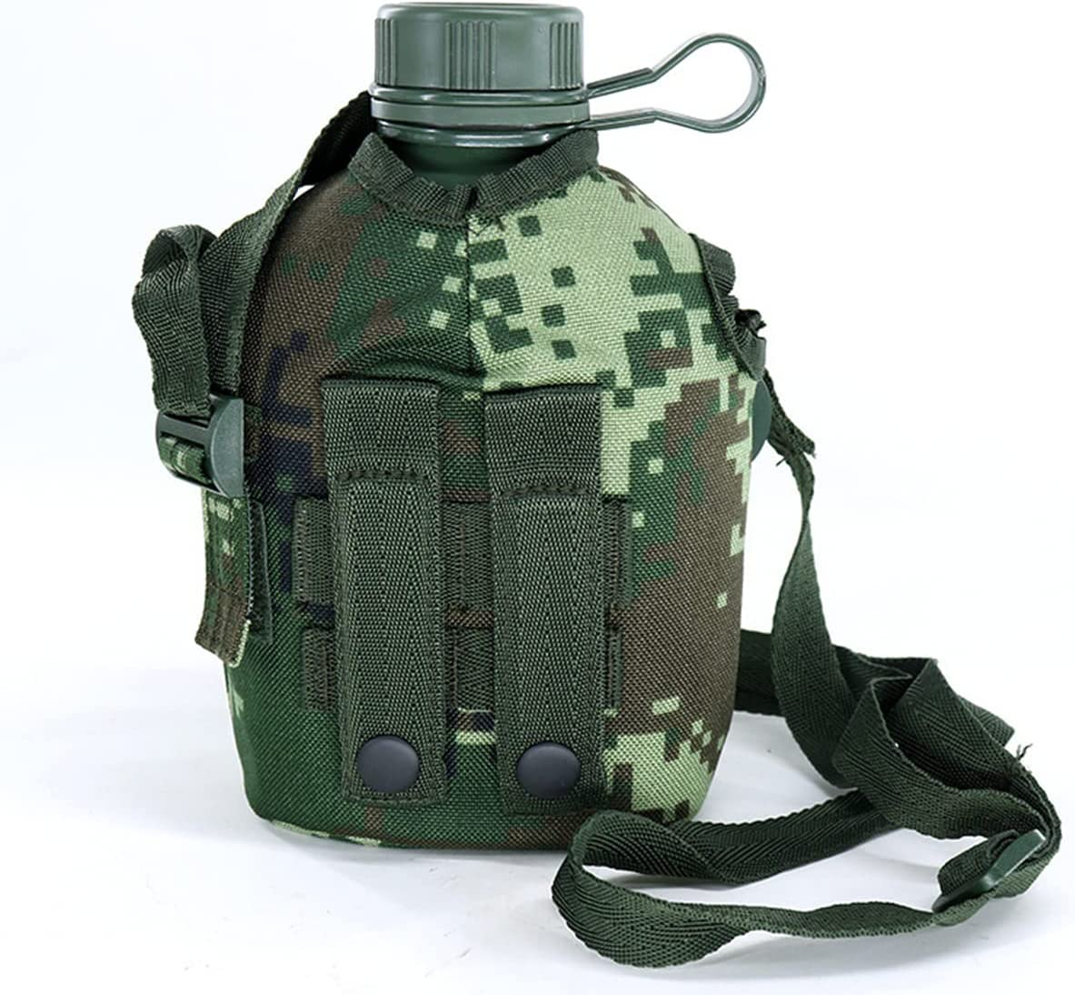 Camouflage Kettle,Titanium Military Canteen Cups,Aluminum Military Canteen Water Bottle,Army Style Water Bottle Canteen,With Cover Bag for Camping Hiking Backpacking Hunting (Jungle Camouflage)