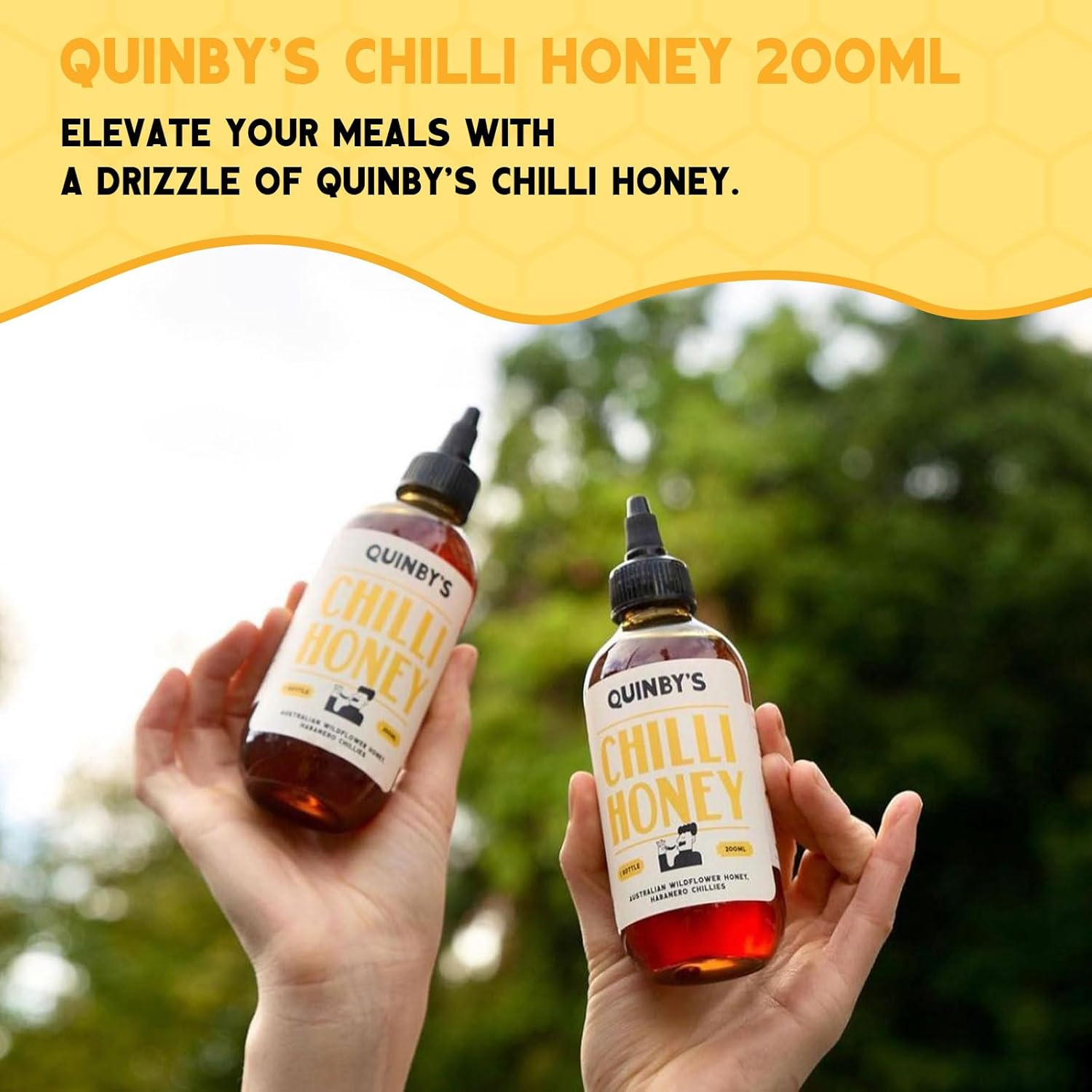 Quinby&rsquo;S Chilli Honey - Premium Australian Wildflower Chilli Infused Honey with Habanero Chillies, Sweet and Spicy Gourmet Sauce for Cooking, Drizzling, Marinades & BBQ - 200Ml image number 3