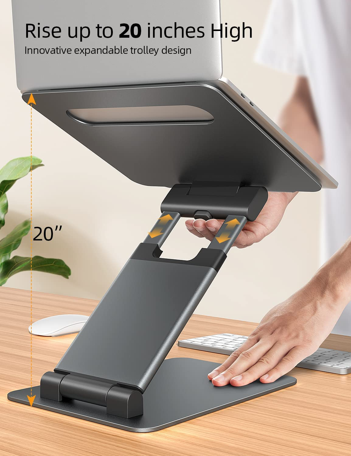 Nulaxy Laptop Stand, Ergonomic Sit to Stand Laptop Holder Convertor, Adjustable Height from 2.1" to 21", Supports up to 22Lbs, Compatible with Macbook, All Laptops Tablets 10-17" - Space Grey