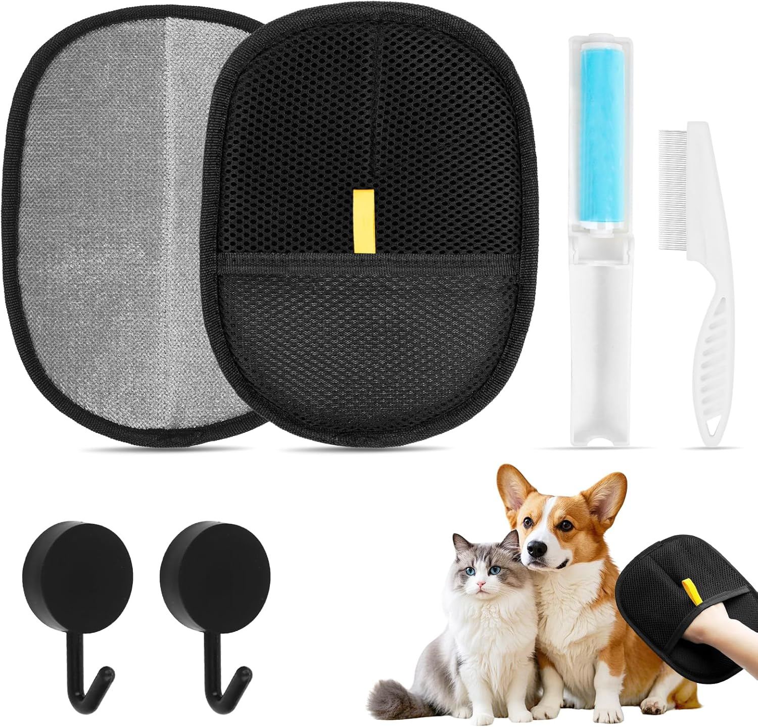 AKONE Fur Magnet Glove, 6-Piece Pet Hair Remover Set, Care Gloves, Pet Hair Removal Gloves for Cats and Dogs image number 1