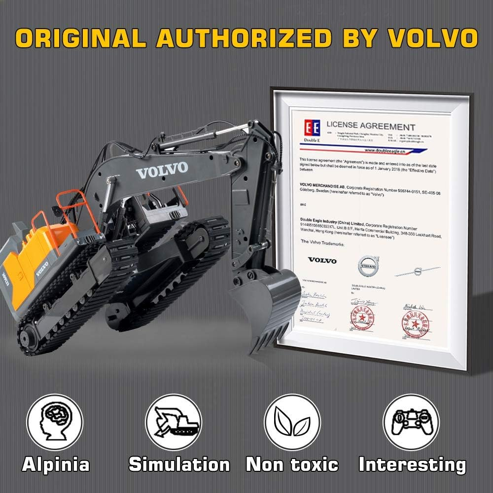 Volvo RC Excavator 17 Channel RC Truck with 2 Rechargeable Batteries Full Functional Remote Control Excavator Construction Tractor image number 6