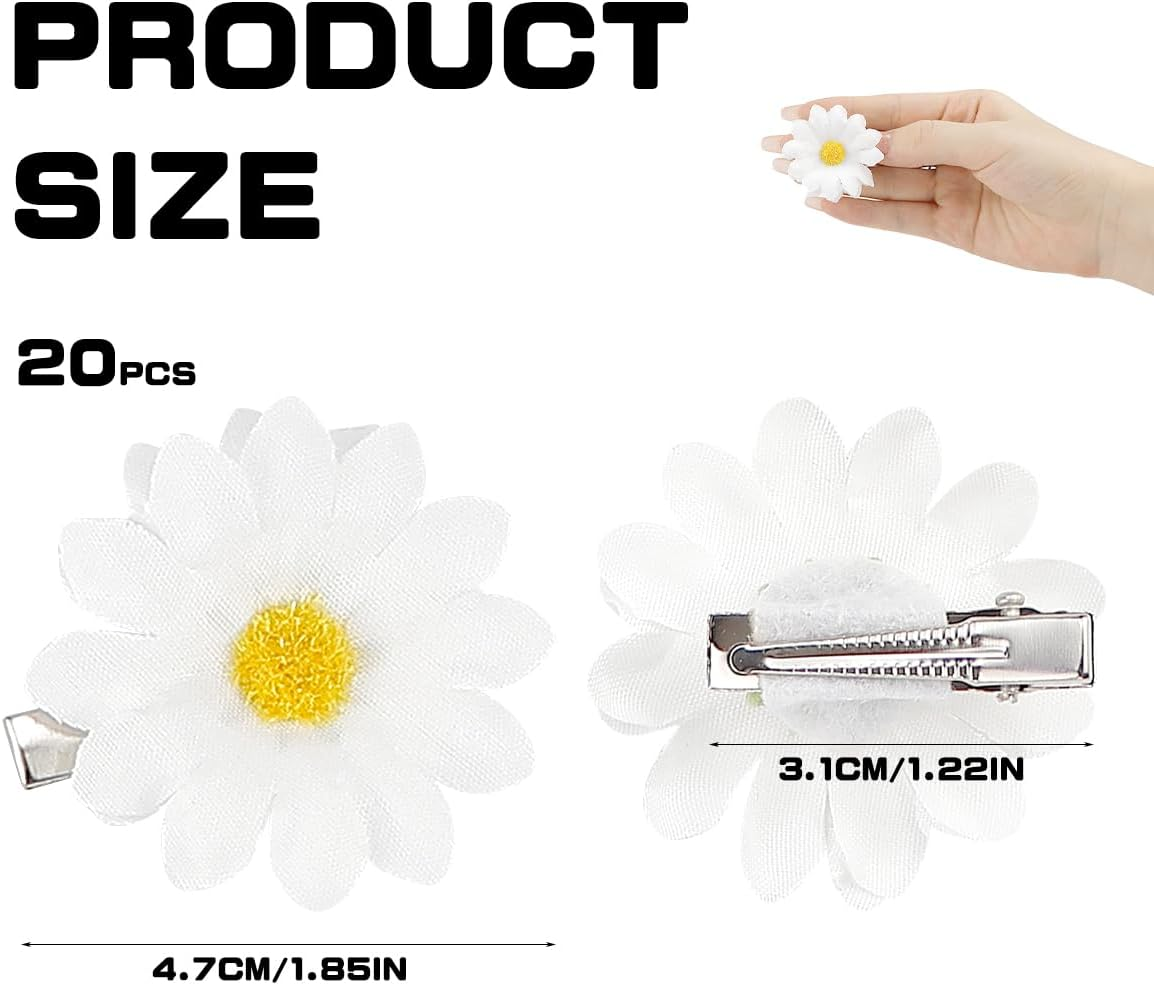 FERCAISH Pack of 20 Daisy Hair Clips, Cute Daisy Hairpin, Flower Hair Clip, White Sunflower Hair Accessories, Daisy Hair Clip for Women Girls image number 3