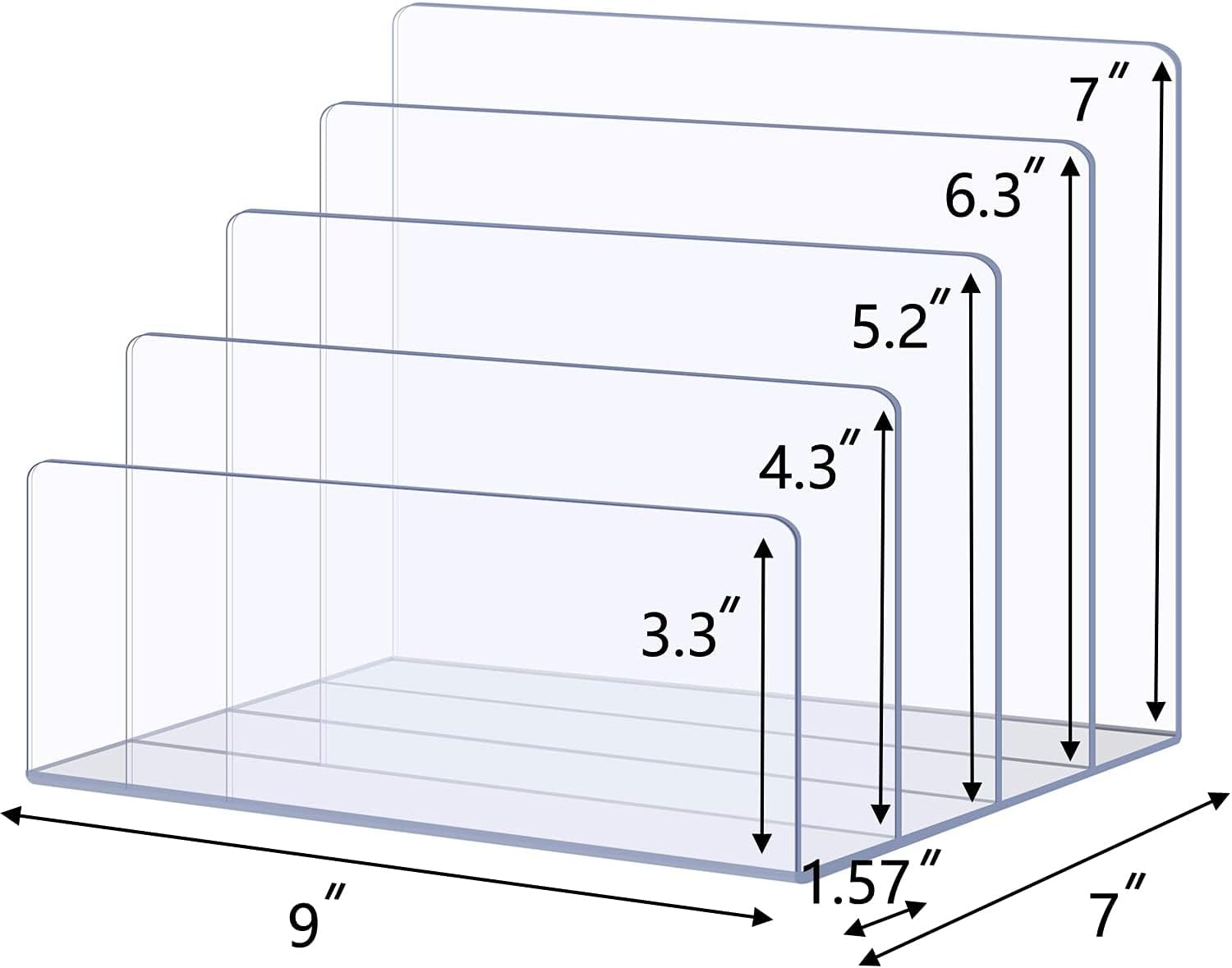 SVNXI File Organizer for Desk, Mail Organizer Countertop, 4-Section File Holder for Home Office,Book Organizer,Acrylic Desk Organizer for Letter, Document, Notebook, Binder, Clear (Clear) image number 2