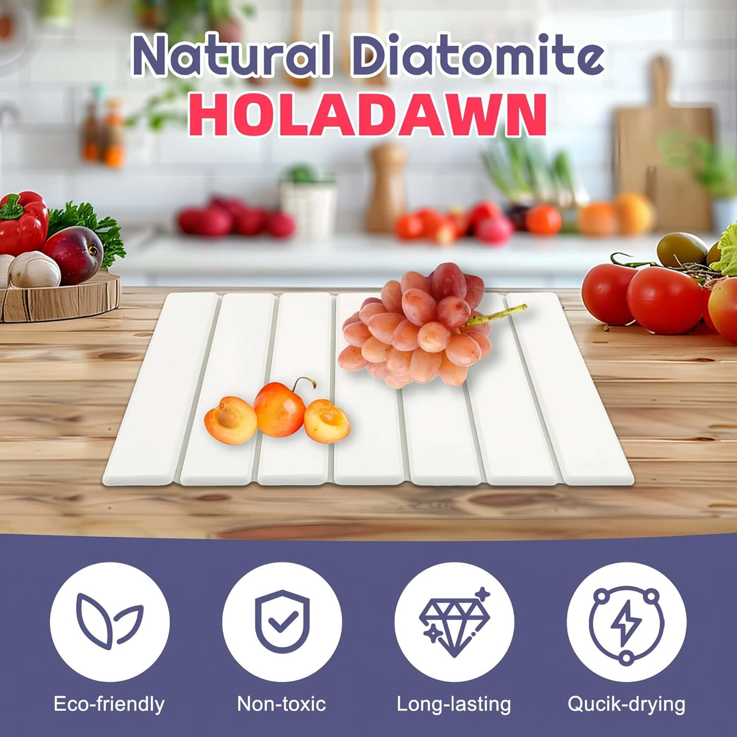 ARREBOL Stone Dish Drying Mats for Kitchen Counter & Sink, 16X12In Quick Dry Collapsible Absorbent Diatomaceous Earth Dish Drying Mat image number 4