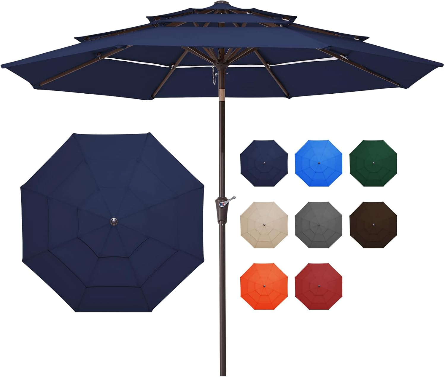 JEAREY 9FT 3 Tiers Patio Umbrella Outdoor Market Umbrella Table Umbrellas