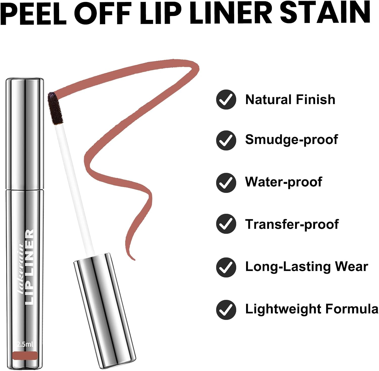 Lip Liner Stain Peel Off, Long Lasting Lip Tint, Waterproof, Transfer Proof, Highly Pigmented Non-Stick Color Tattoo Lip Tint Liner, Matte Finish - 01#Chocolate